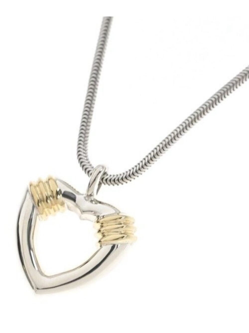 TIFFANY Co Authentic Open Heart Necklace 18K Gold & 925 Sterling Silver